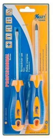 Набор отверток 2 предмета (+/- магнитный наконечник) KRAFT KT700400