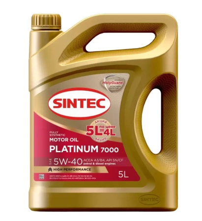 Масло моторное SINTEC Platinum 7000 A3/B4 5W-40 SN/CF 5л