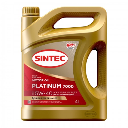 Масло моторное SINTEC Platinum A3/B4 5W-40 SN/CF 4л