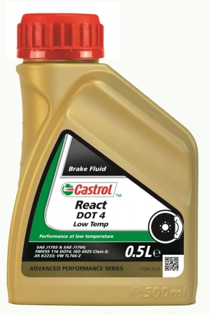 Жидкость тормозная DOT 4 class 6 React Low Temp синт 0,5л Castrol